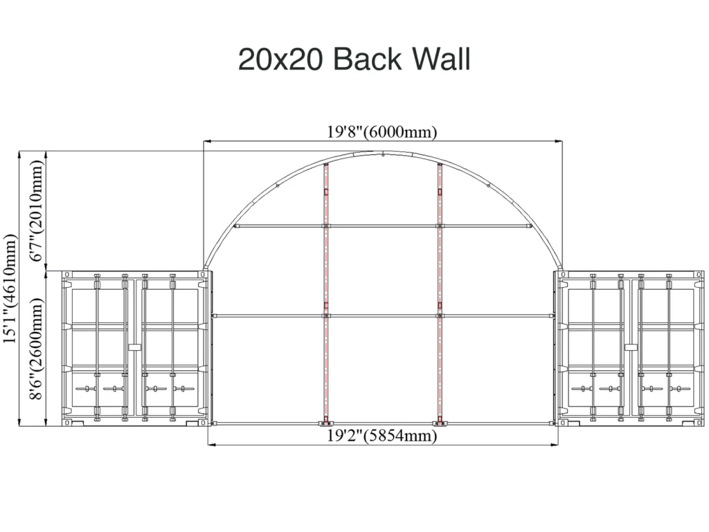 20x20 Back Wall Container Tent