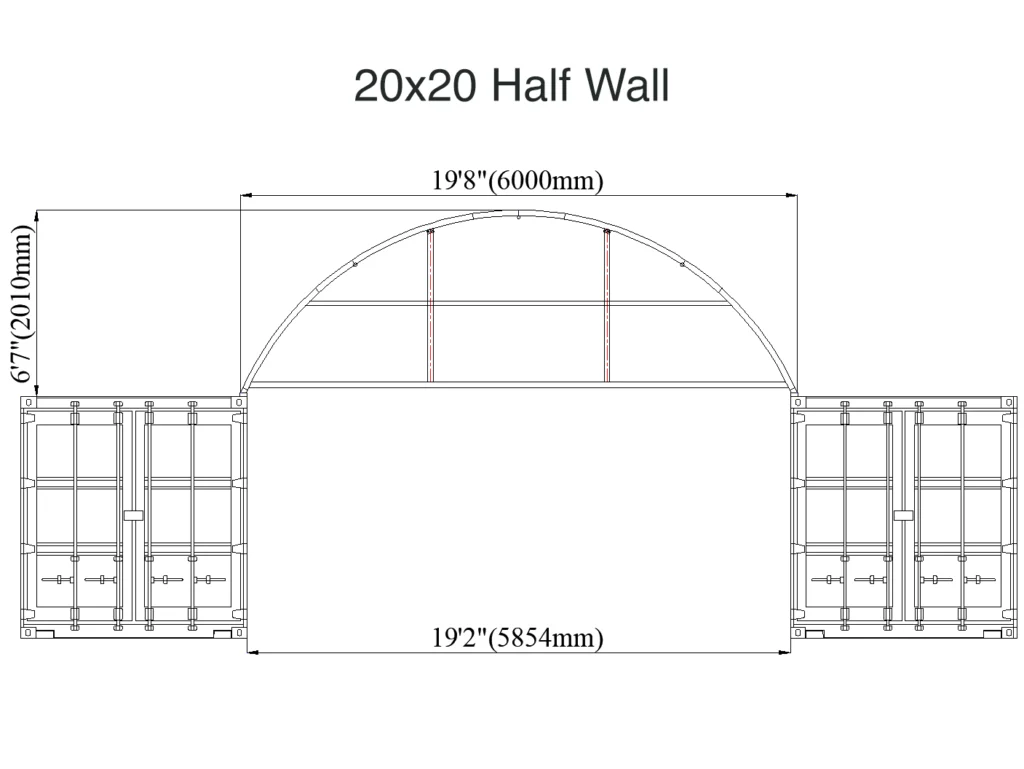 20x20 Half Wall Container Tent