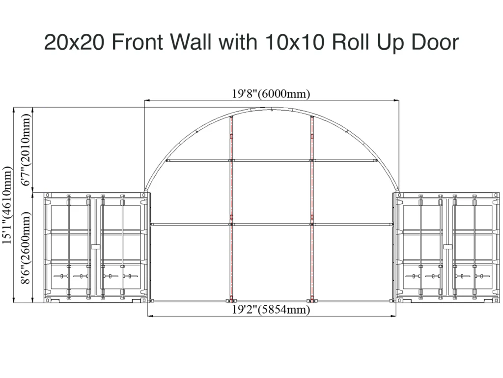 20x20 Front wall with 10x10 Roll Up Door Container Tent