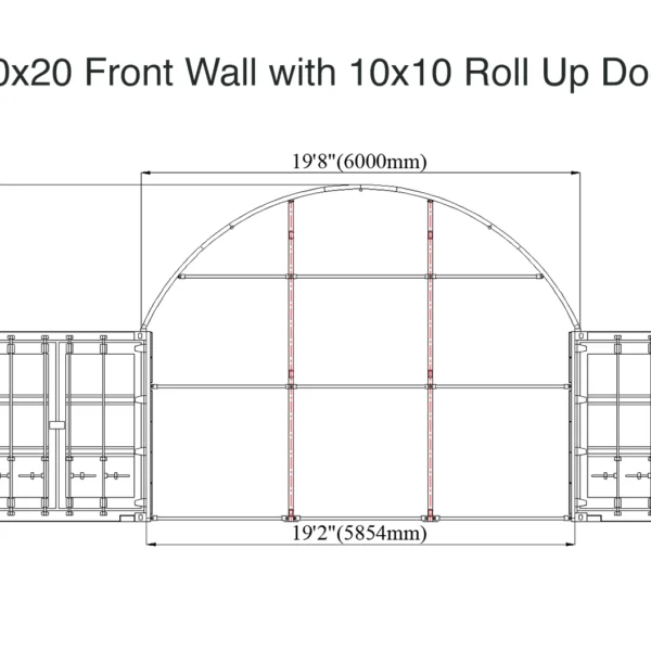 20x20 Front wall with 10x10 Roll Up Door Container Tent