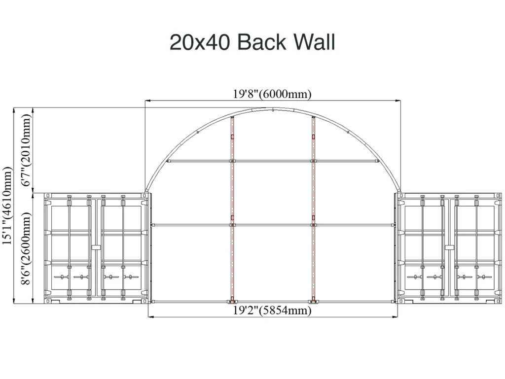 20x40 Back Wall Container Tent