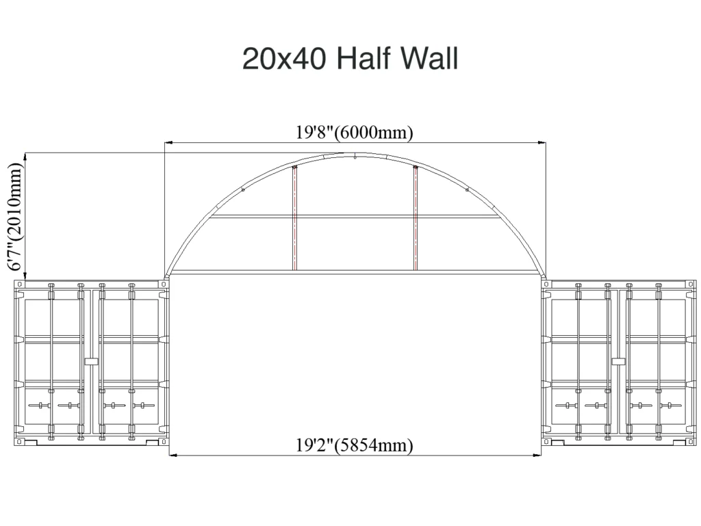20x40 Half Wall Container Tent