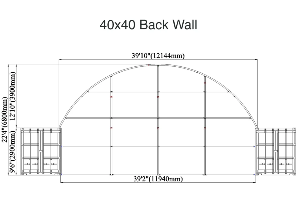 40x40 BACK WALL Container Tent