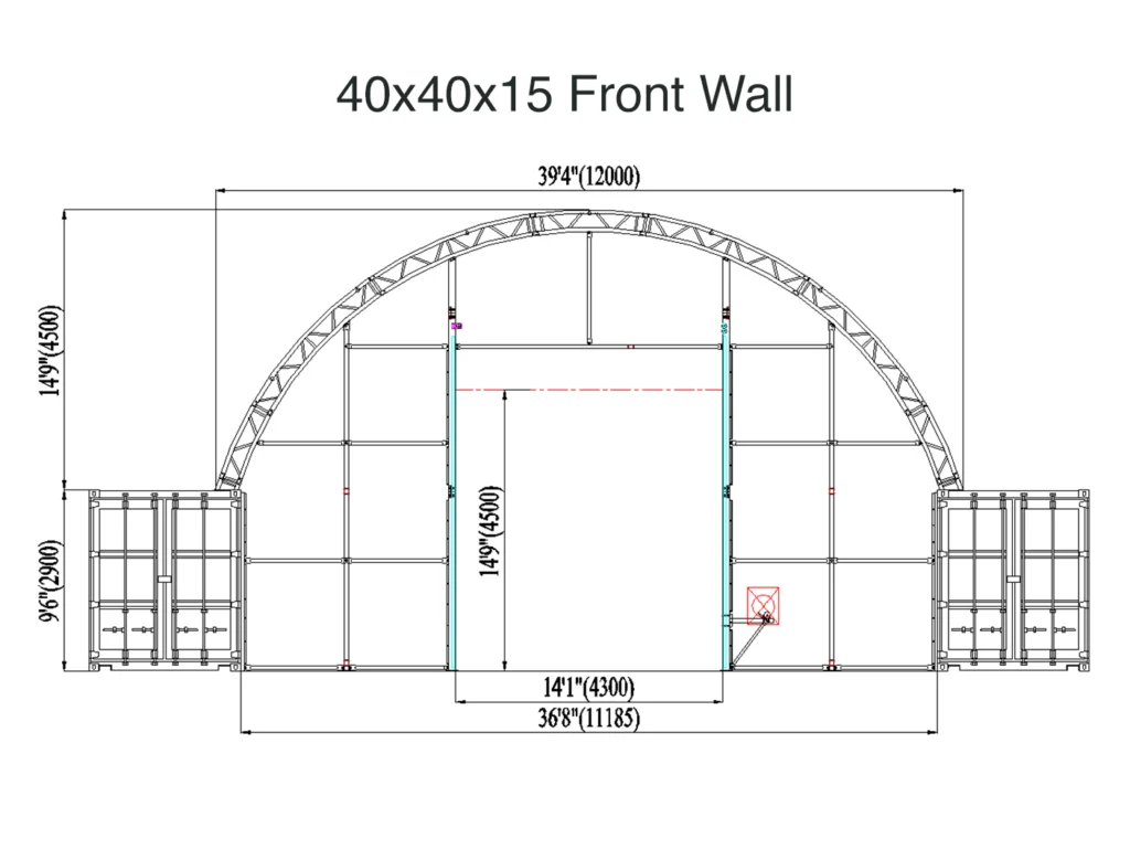 40x40x15 Front Wall Container Tent In Hawaii