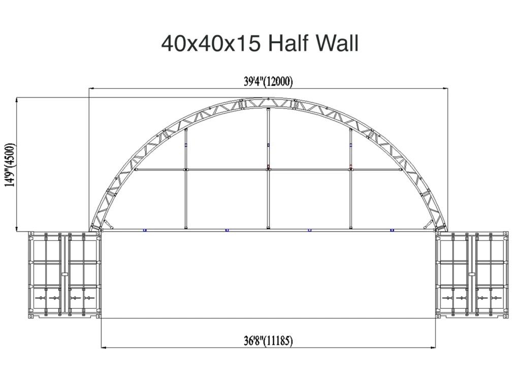 40x40x15 Half Wall Container Tent In Hawaii